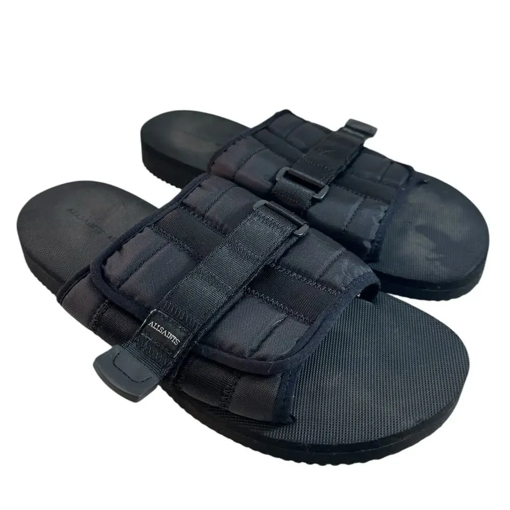 Allsaints Coleman Black Slip-On Sandals Mens 11.5 Preowned